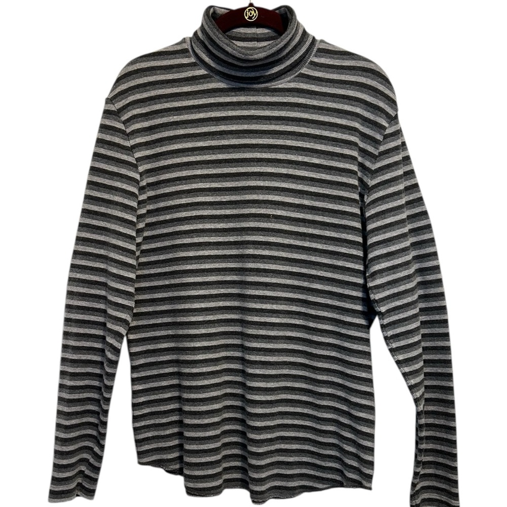 Merona Black and Gray Striped Turtleneck Sweater XL